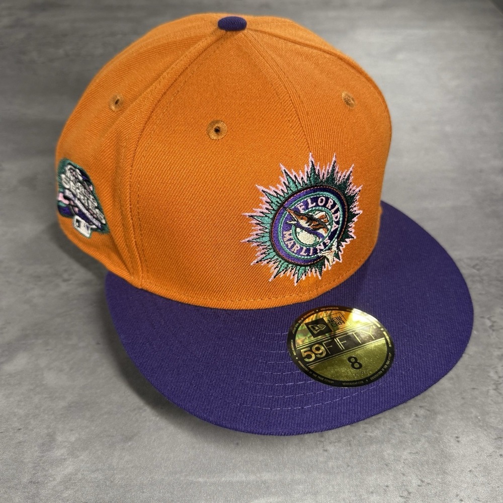 Hat Club Florida Marlins New Era Cap 8 Burnt Orange Purple Teal Pink Side Patch
